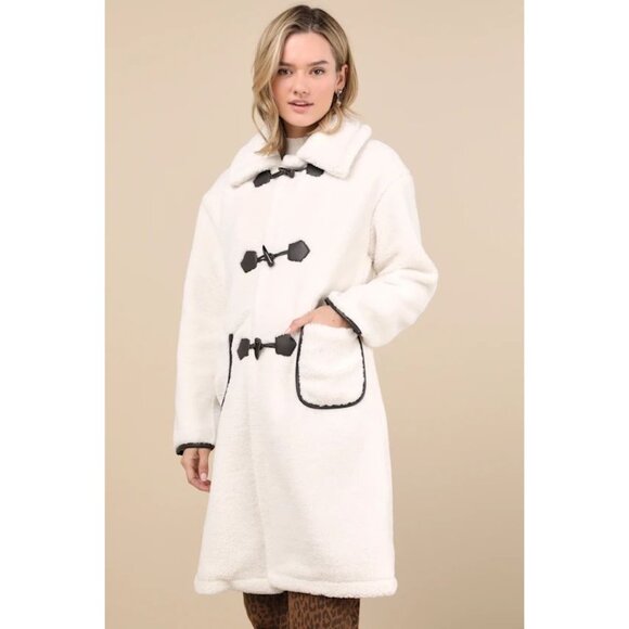 Anthropologie NVLT Berber Cream Sherpa Collared Toggle Coat size XL - Picture 10 of 10
